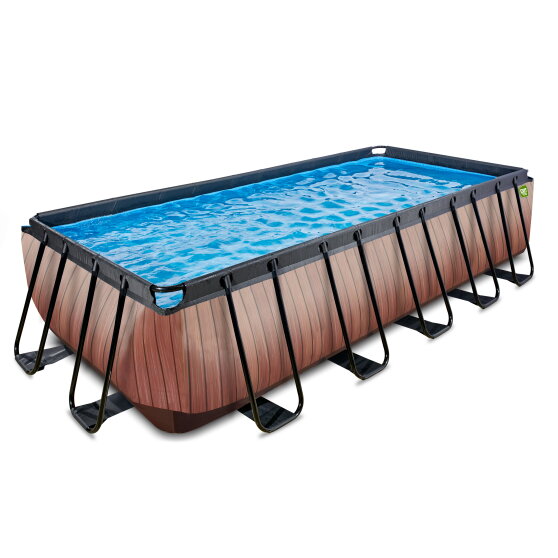 EXIT Wood pool 540x250x122cm with filter pump - brown