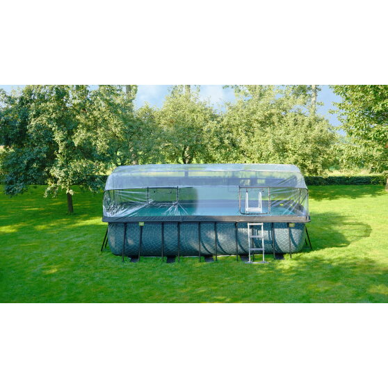 EXIT Wood pool 540x250x122cm with sand filter pump and dome - brown