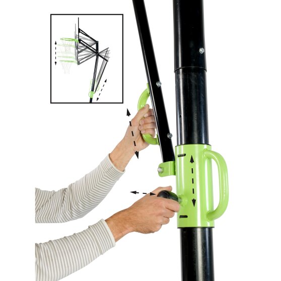 EXIT Galaxy portable basketball backboard on wheels with dunk hoop - green/black