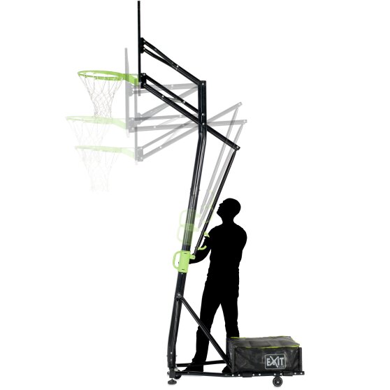 EXIT Galaxy portable basketball backboard on wheels with dunk hoop - green/black