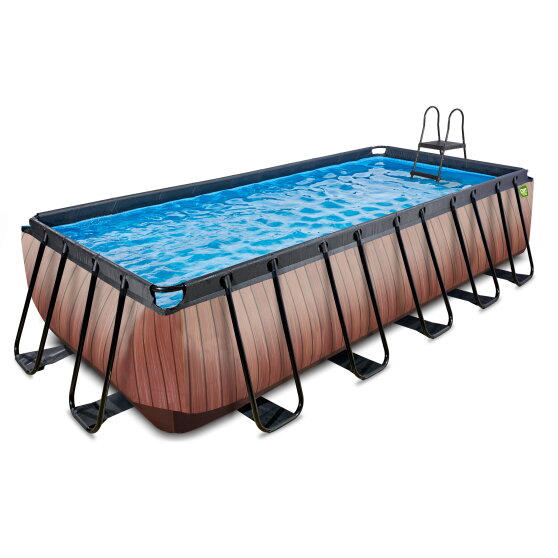 EXIT Wood pool 540x250x122cm with filter pump - brown