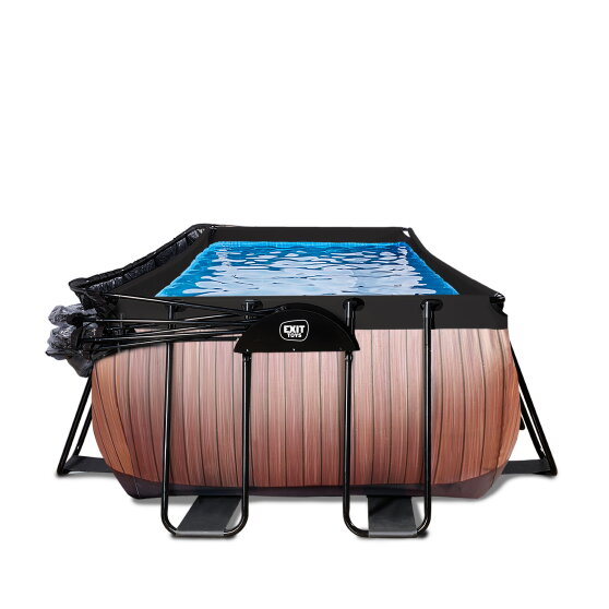 EXIT Wood pool 540x250x122cm with sand filter pump and dome - brown