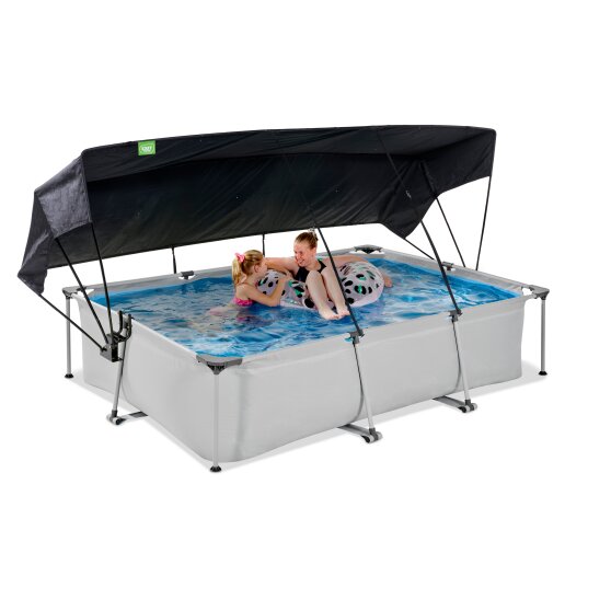 EXIT Soft Grey pool 300x200x65cm with filter pump and canopy - grey
