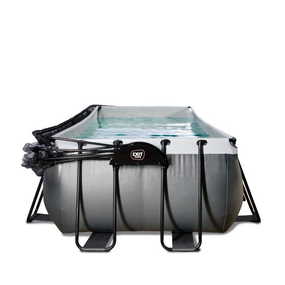 EXIT Black Leather pool 400x200x122cm with sand filter pump and dome - black