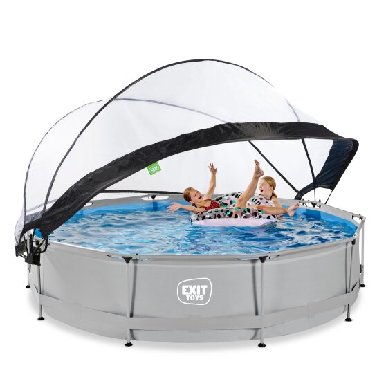 EXIT Soft Grey pool ø360x76cm with filter pump and dome - grey