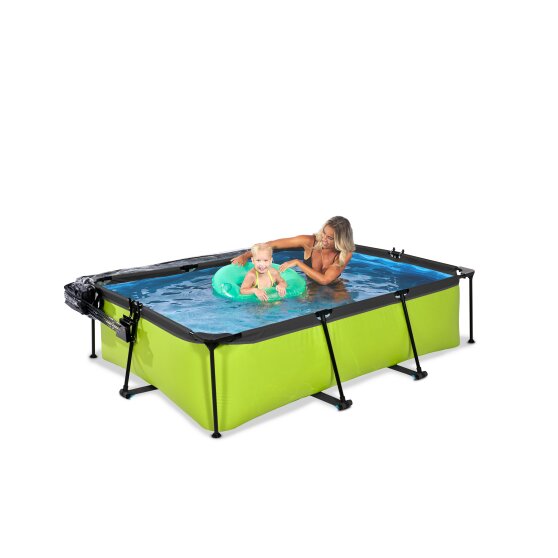 EXIT Lime pool 220x150x65cm with filter pump and dome - green