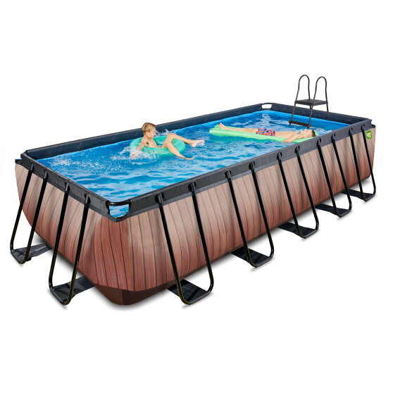 EXIT Wood pool 540x250x122cm with filter pump - brown