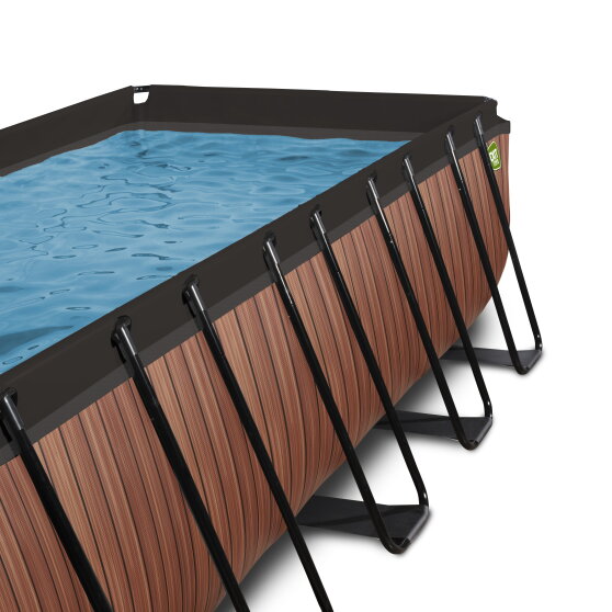 EXIT Wood pool 540x250x122cm with sand filter pump - brown