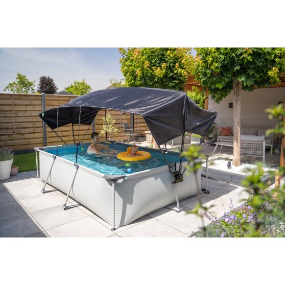EXIT Soft Grey pool 300x200x65cm with filter pump and canopy - grey