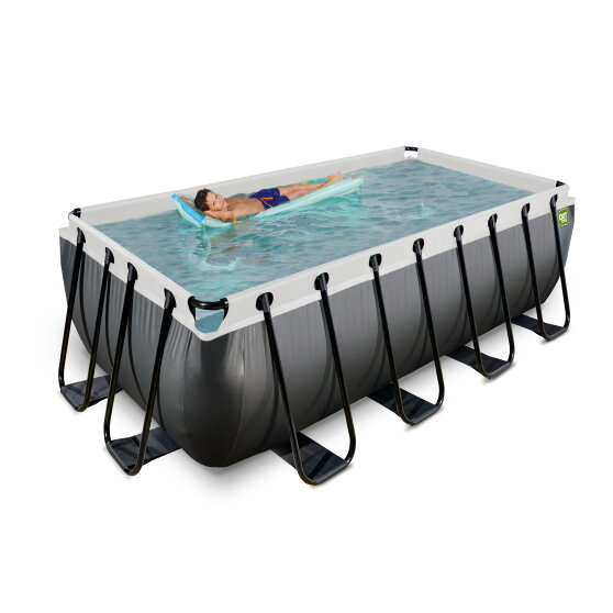 EXIT Black Leather pool 400x200x122cm with filter pump - black