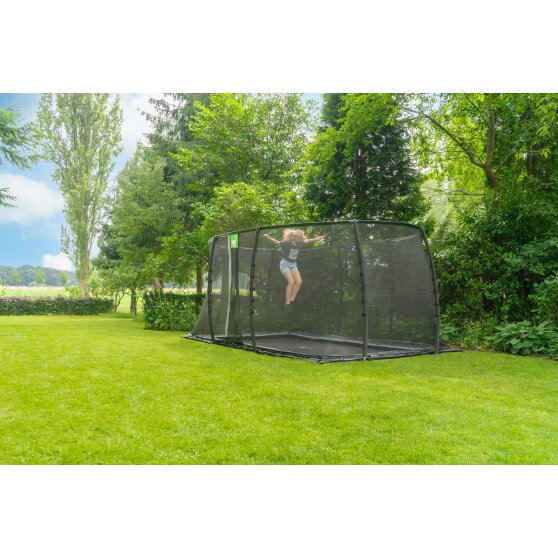 EXIT Dynamic ground level trampoline 305x519cm with safety net - black