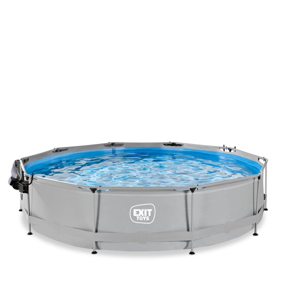 EXIT Soft Grey pool ø360x76cm with filter pump and dome - grey