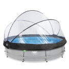 EXIT Soft Grey pool ø360x76cm with filter pump and dome - grey