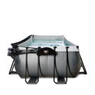 EXIT Black Leather pool 400x200x122cm with sand filter pump and dome - black
