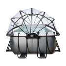 EXIT Black Leather pool 400x200x122cm with sand filter pump and dome - black