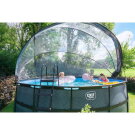 EXIT Wood pool ø488x122cm with sand filter pump and dome - brown