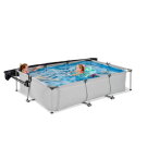 EXIT Soft Grey pool 300x200x65cm with filter pump and canopy - grey
