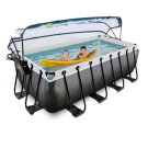 EXIT Black Leather pool 400x200x122cm with sand filter pump and dome - black