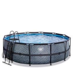 EXIT Stone pool ø450x122cm with filter pump - grey