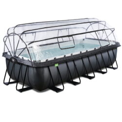 EXIT Black Leather pool 540x250x122cm with sand filter pump and dome - black