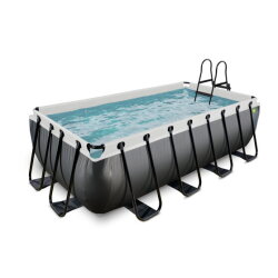 EXIT Black Leather pool 400x200x100cm with filter pump - black