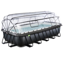 EXIT Black Leather pool 540x250x100cm with sand filter pump and dome - black
