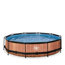 Piscina EXIT Wood ø360x76cm con pompa filtro - marrone