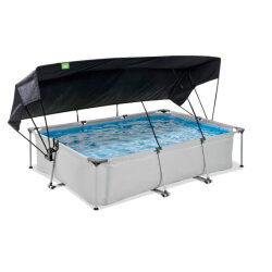 EXIT Soft Grey pool 300x200x65cm with filter pump and canopy - grey
