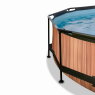 EXIT Wood pool ø300x76cm with filter pump and canopy - brown