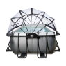 EXIT Black Leather pool 400x200x122cm with sand filter pump and dome and heat pump - black