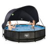 EXIT Black Wood pool ø360x76cm with filter pump and canopy - black