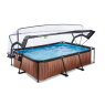 EXIT Wood pool 300x200x65cm with filter pump and dome - brown