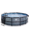 EXIT Stone pool ø450x122cm with sand filter pump and dome and heat pump - grey