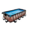 EXIT Wood pool 400x200x100cm with sand filter pump and dome and heat pump - brown