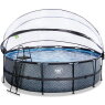 EXIT Stone pool ø488x122cm with sand filter pump and dome - grey