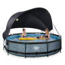 EXIT Stone pool ø360x76cm with filter pump and canopy - grey