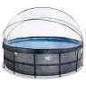 EXIT Stone pool ø450x122cm with sand filter pump and dome and heat pump - grey