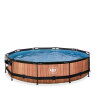 EXIT Wood pool ø360x76cm with filter pump and dome - brown