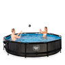 EXIT Black Wood pool ø360x76cm with filter pump and dome - black