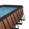 EXIT Wood pool 400x200x122cm with sand filter pump and dome and heat pump - brown