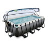 EXIT Black Leather pool 400x200x100cm with sand filter pump and dome - black