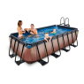 EXIT Wood pool 400x200x100cm with sand filter pump - brown